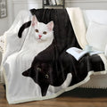 Cat sherpa blanket with animal pattern printing double layer children polyester fibre throw in multiple colours and sizes