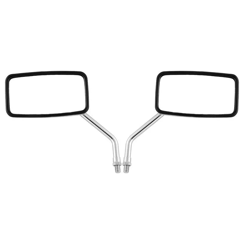 Silver all-metal convex motorcycle rearview mirror for universal fit on motorcycles and scooters