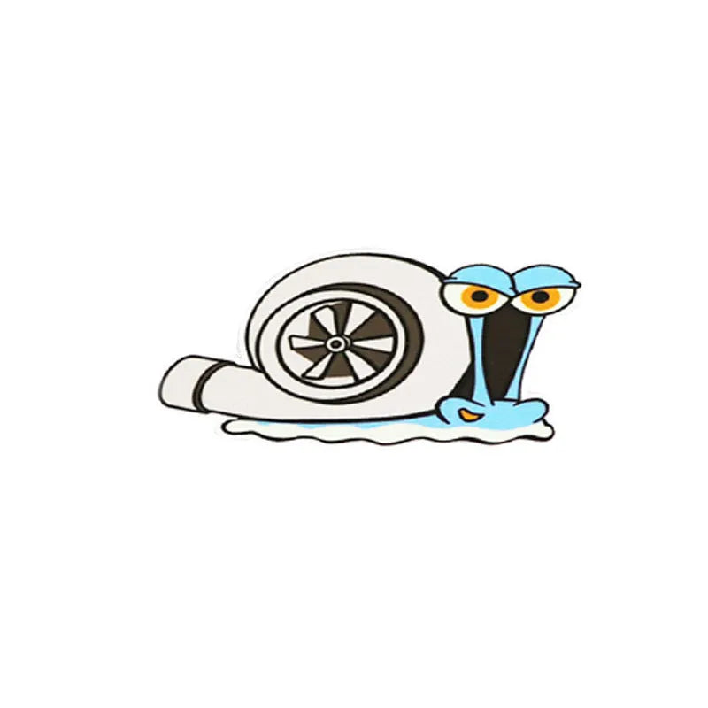 Reflective car bumper sticker with colourful cartoon snail design measuring 12cm by 8cm