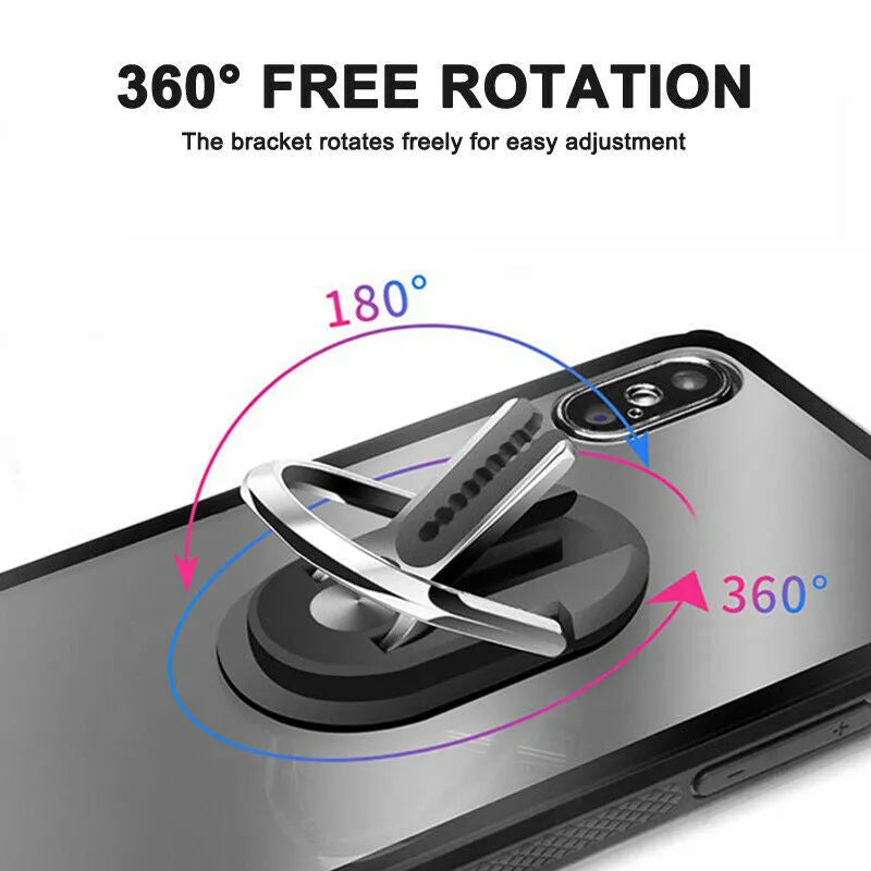 Universal car air vent phone holder with 360 degree rotation, zinc alloy gear, and silicone clip, in black finish