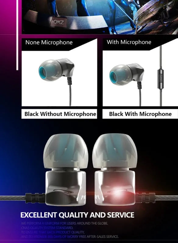 DM7 in-ear headphones in black with silicone earplugs and TPE cable, side view