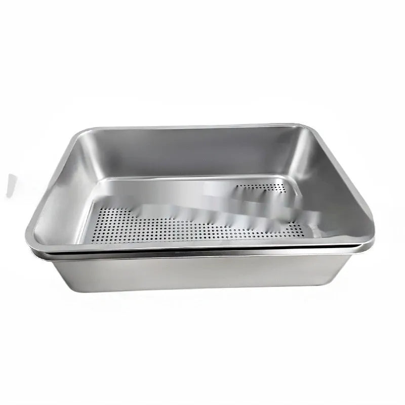 Extra large leak-proof sand filtering detachable open cat litter box with stainless steel basin