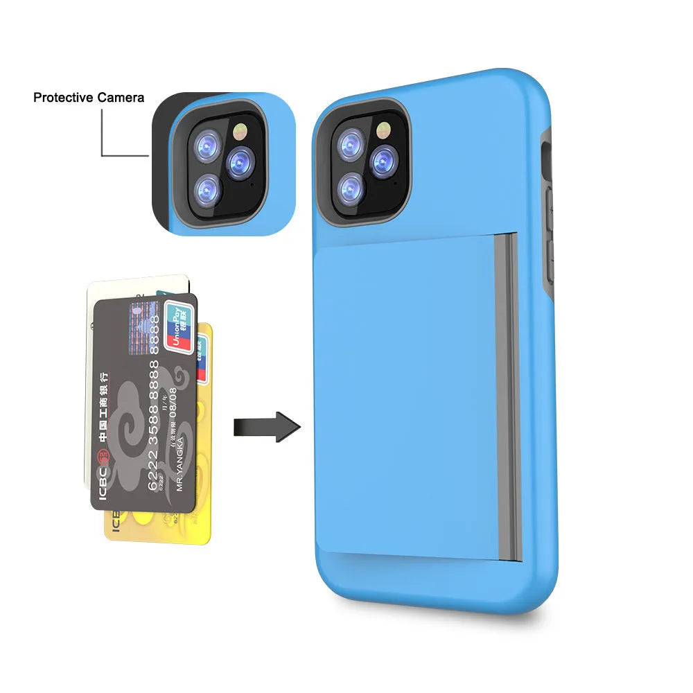 Black TPU and PC back cover case for Apple iPhone 11 Pro mobile phone.