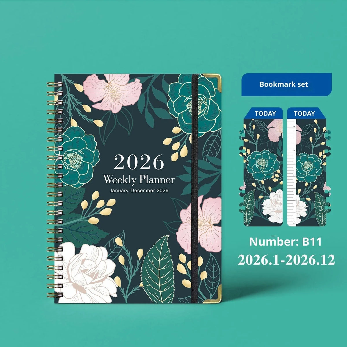 2026 A5 coil diary notebook with paper cover in eight colour options B08 B09 B10 B11 B12 B13 B14 B15