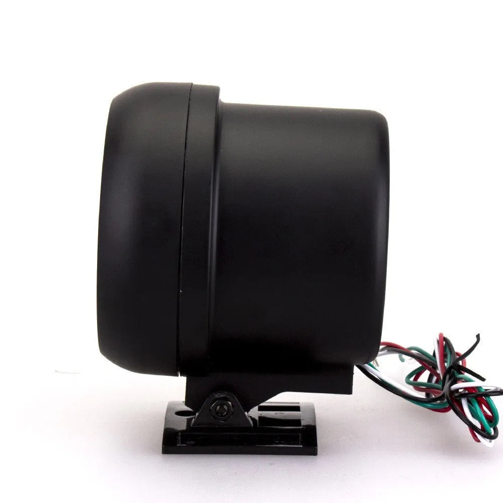 Black automotive tachometer with blue illuminated pointer display showing rpm measurement scale