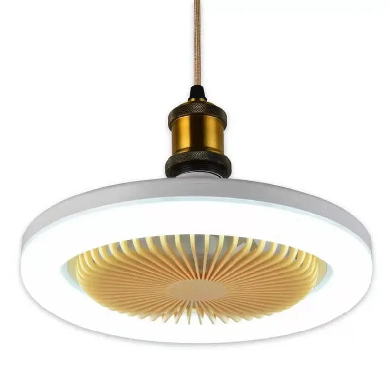 26cm round remote control ceiling fan with white LED lamp and plastic blades