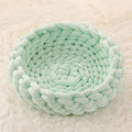 Round plush cat bed in grey with long plush surface, 30-60cm size options, warm winter pet nest