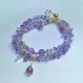 Double row ametrine bracelet with natural crystal gravel stones in D178 colour for women