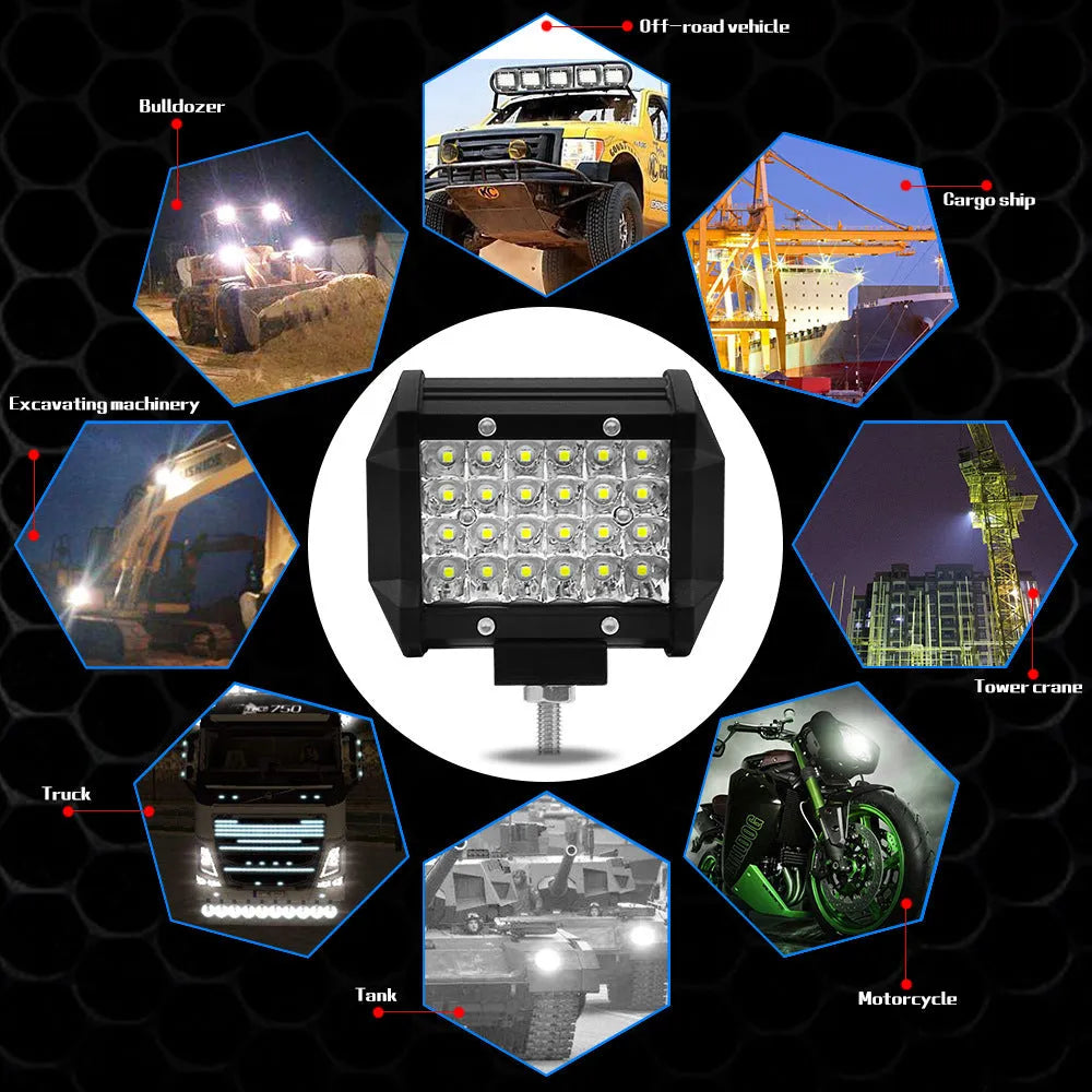 Black 4-row LED strip light with aluminium case and stainless steel bracket for vehicle modification.