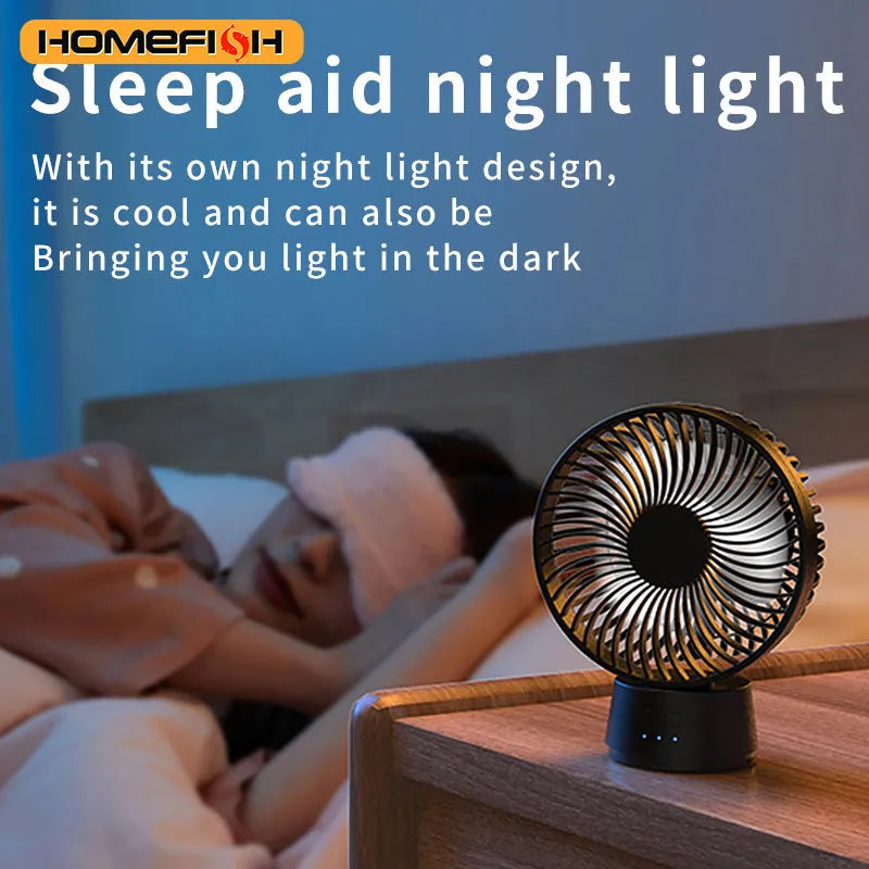 HOMEFISH F2 automatic shake head portable fan with LED light on a detached bracket