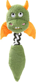 Large black plush dog toy with a rope knot, showing cartoon shape and soft texture.