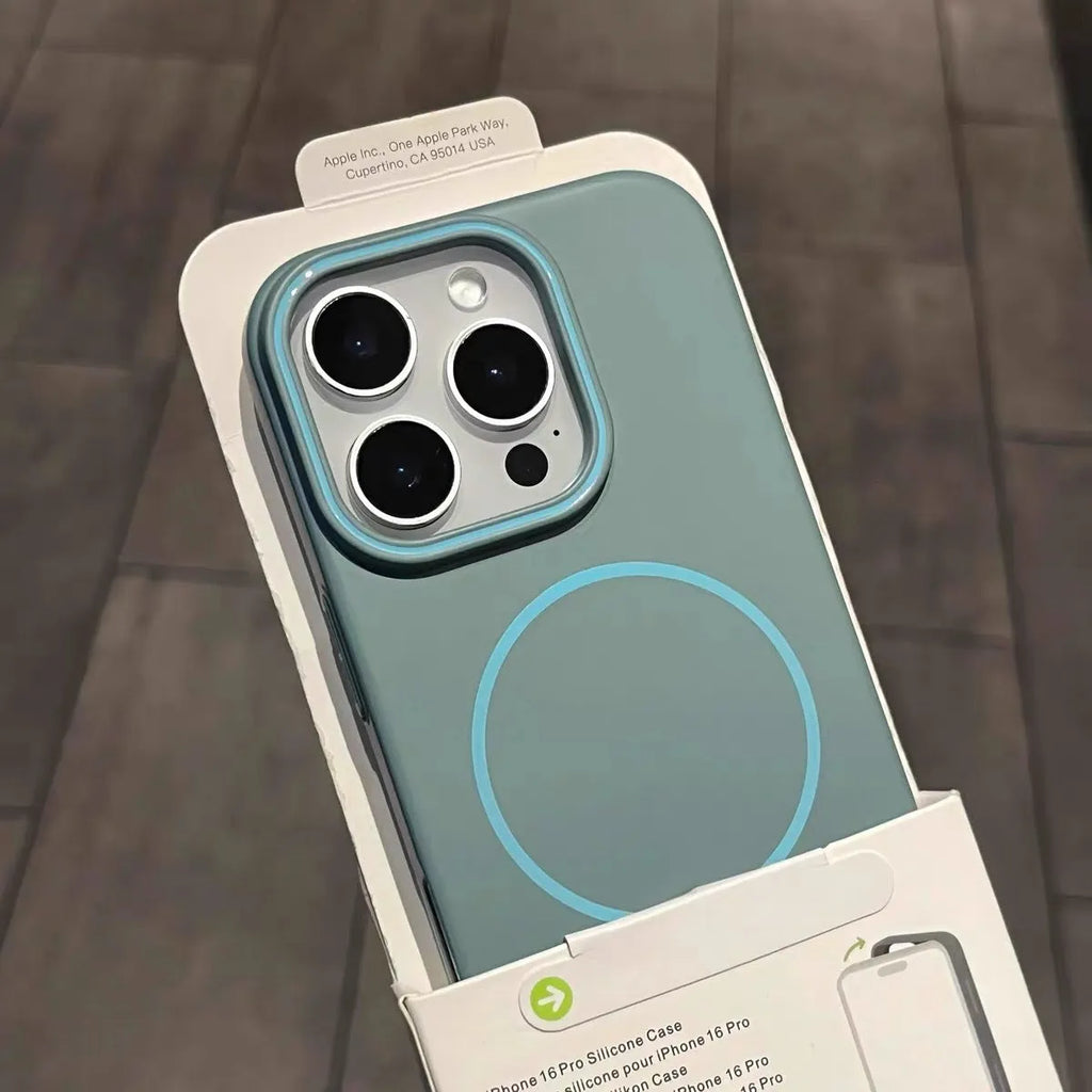 Fine Circle Magnetic Phone Case Frosted Hard Shell in gray for iPhone showing magnetic ring and frosted texture
