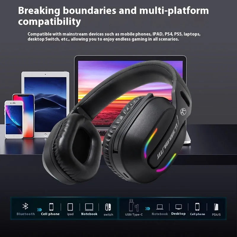 Black ANC three-mode low latency wireless headset with over-ear design and ABS construction for e-sports gaming