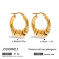 Women's stainless steel geometric ring earrings in electroplated gold finish