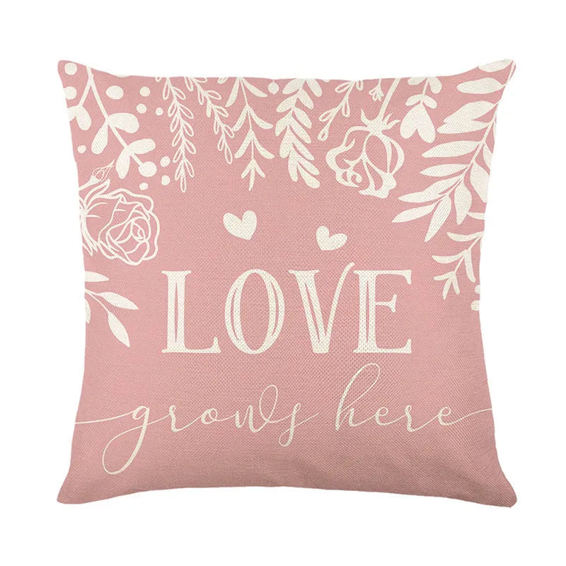Red and white plaid heart print on a square 45cm Valentine's Day pillow cover