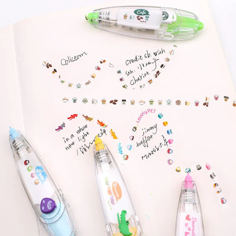 Lace correction tape stationery decoration tape with plastic core, multiple shell colours including Coffee and Kitten
