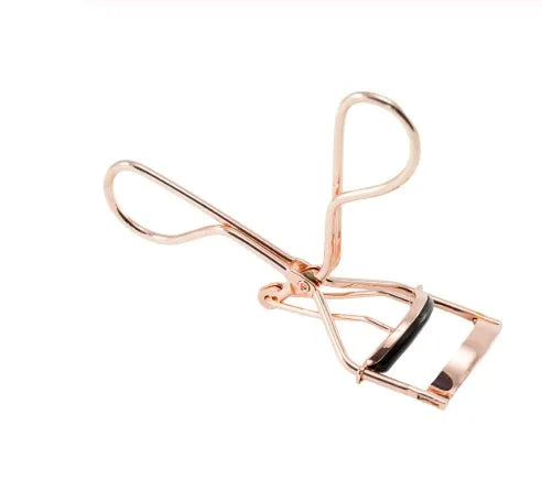 Rose gold plated local eyelash curler 10.3 x 3.6 cm with three rubber strips for lash curling