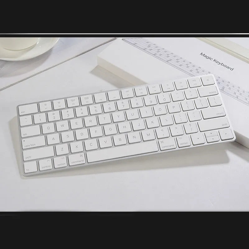 White Apple Bluetooth wireless keyboard with ultra-thin metal case