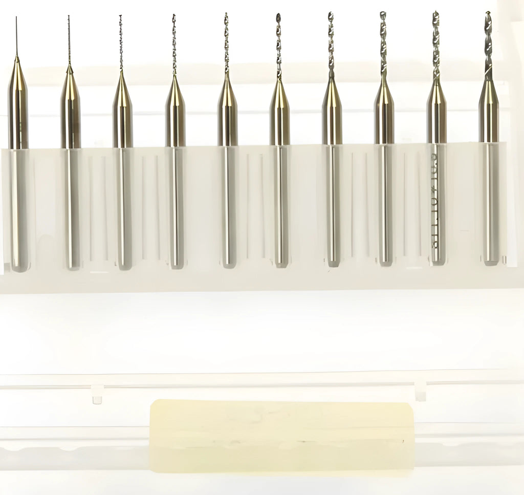 Imported tungsten carbide micro-engraving bit for circuit board and precision hardware processing.
