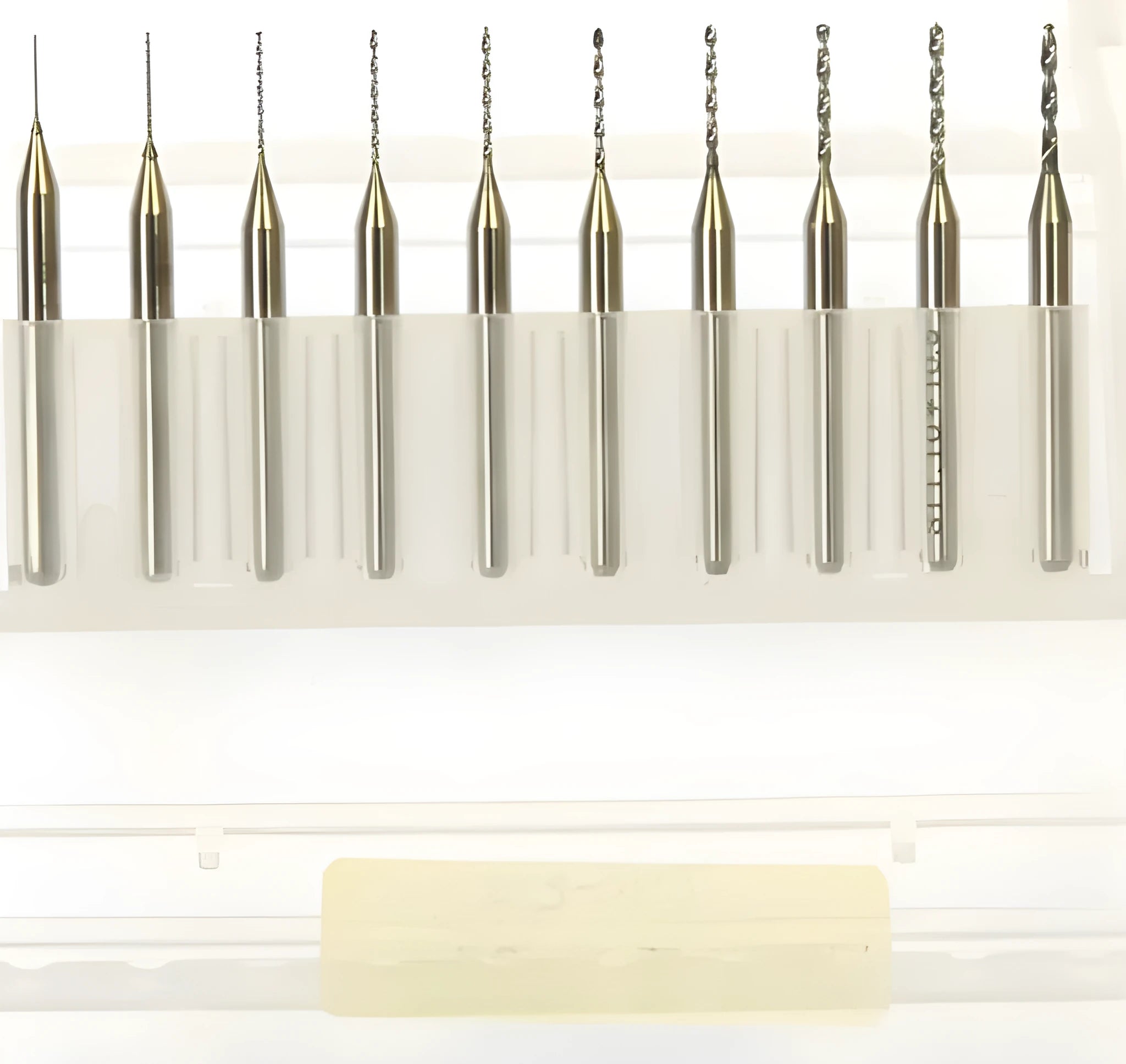 Imported tungsten carbide micro-engraving bit for circuit board and precision hardware processing.