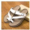 Men's cork slippers with breathable PU upper and insole, wood sole, black or white, sizes 35 to 45.