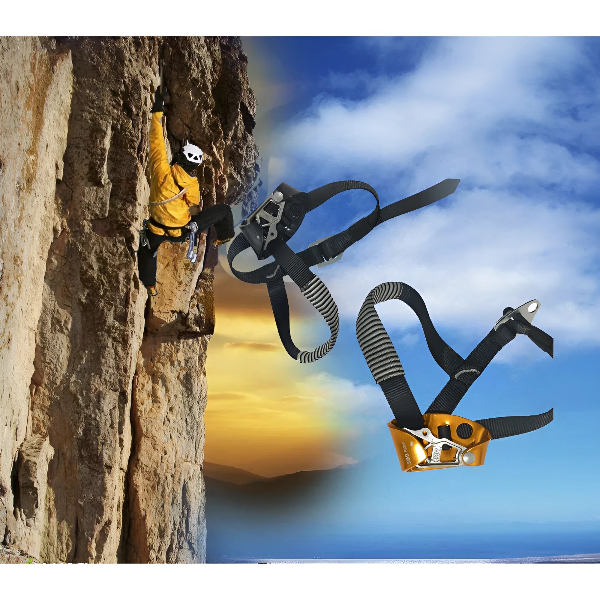 Left foot type ascender made from hot forged aluminium-magnesium alloy, length 8.5cm, width 4.7cm, for ropes 8-12mm diameter