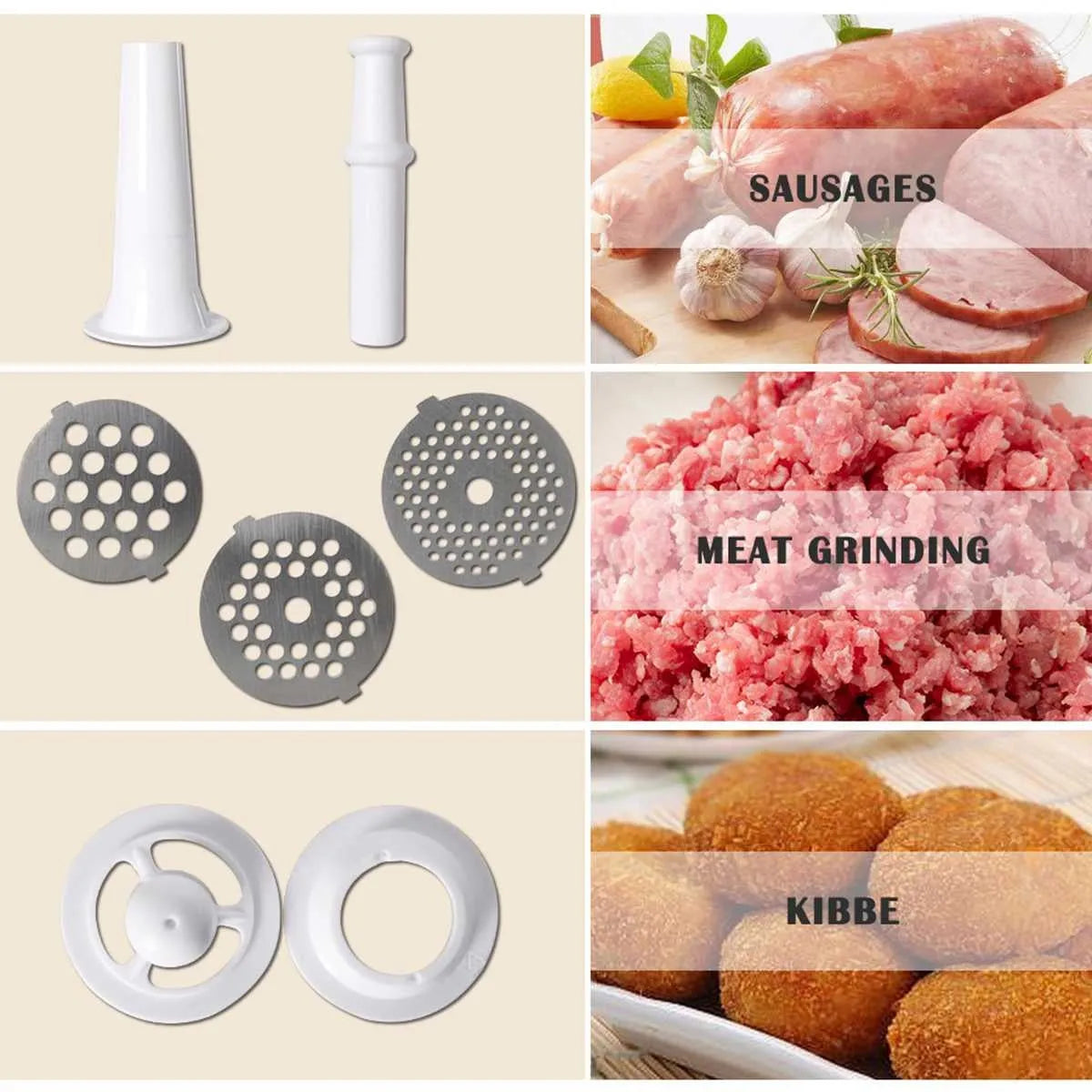 Red electric multifunctional meat grinder with 800W motor and 800g per minute speed, food-grade aluminium alloy and ABS plastic construction