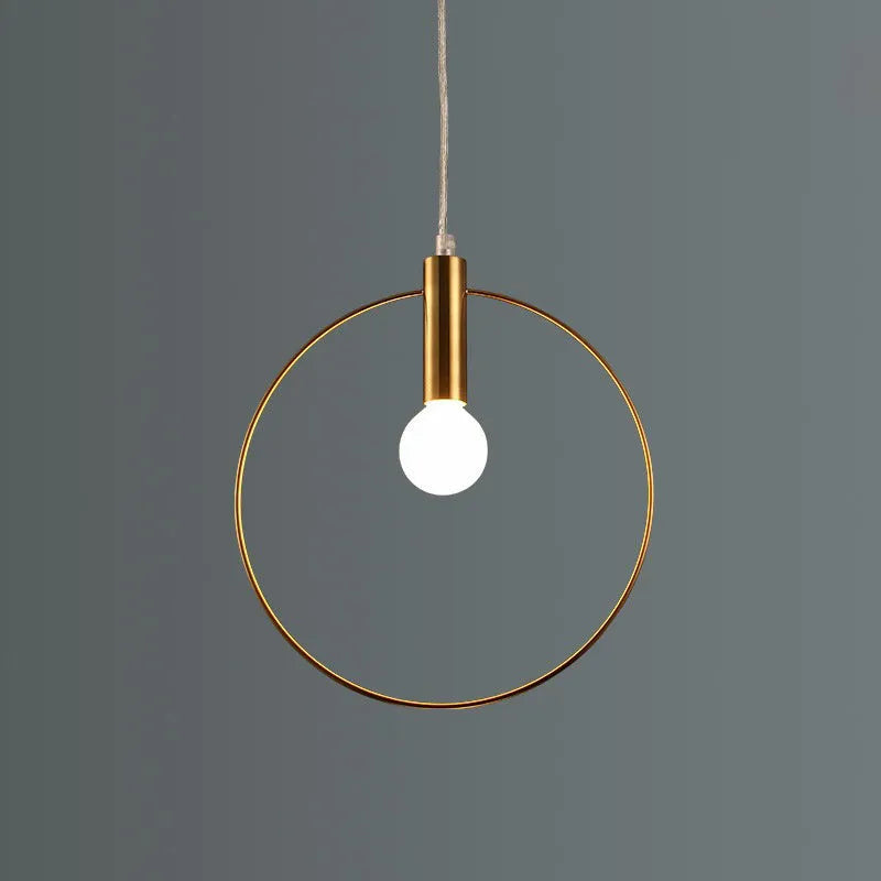 Gold wrought iron post-modern chandelier with single light, 200mm diameter, matte finish
