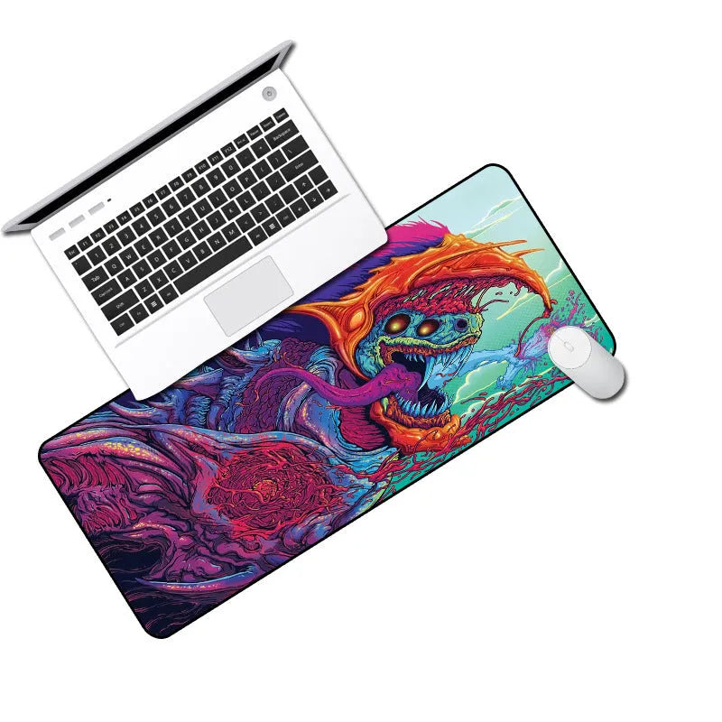 Thicken custom overlocked oversized mouse pad with cloth surface and non-slip rubber base on desk