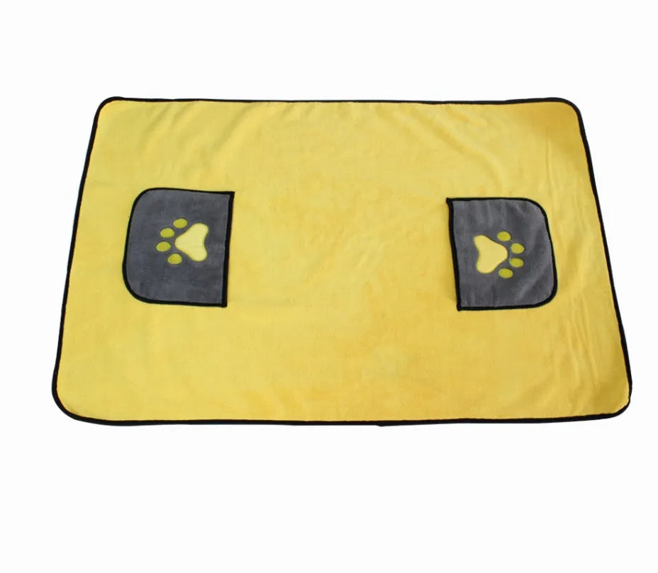 Pet bath towel in blue with 800g superfine absorbent fibre on both sides for fast drying