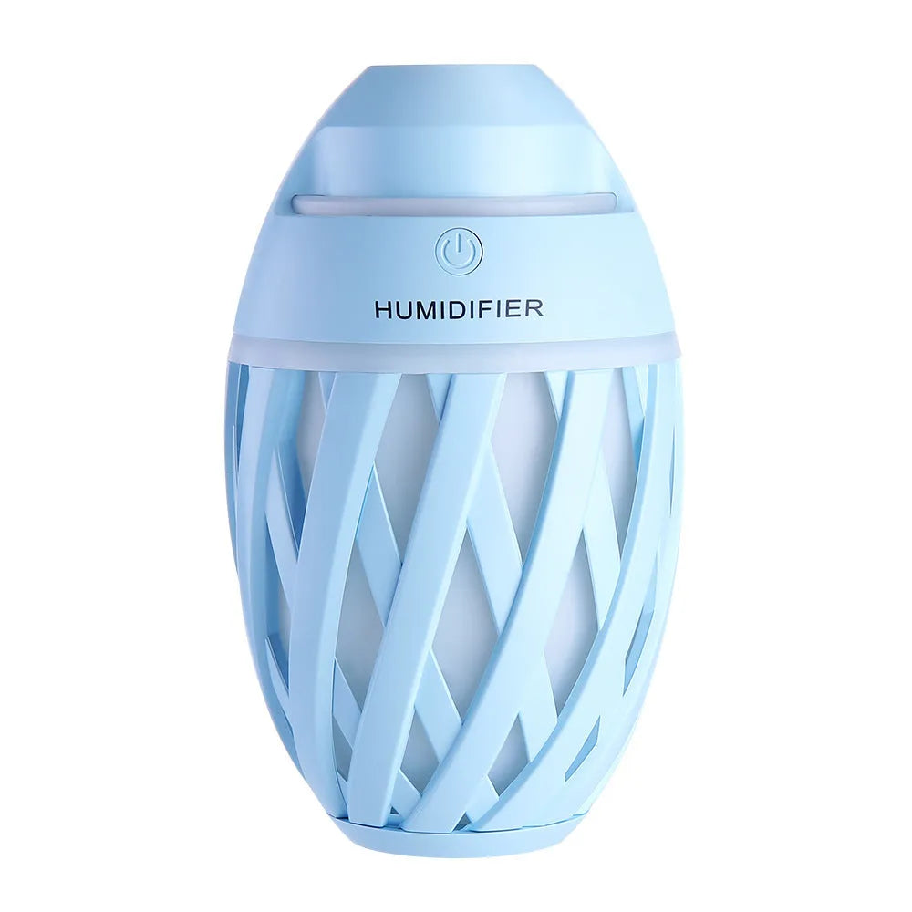 Football humidifier in blue, 90x90x150mm, made of ABS, PP, and silicone on a desk