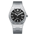 Men's NH35 mechanical watch with stainless steel strap, sapphire crystal glass, and grey meteorite dial, 100m water resistant