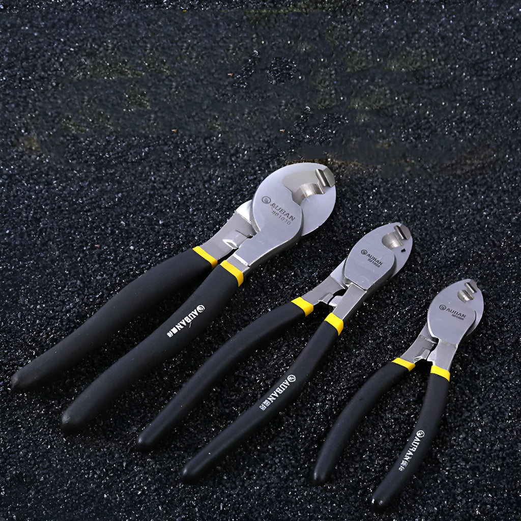 High carbon steel diagonal cable cutter with black PPR handle, 8 inch size shown
