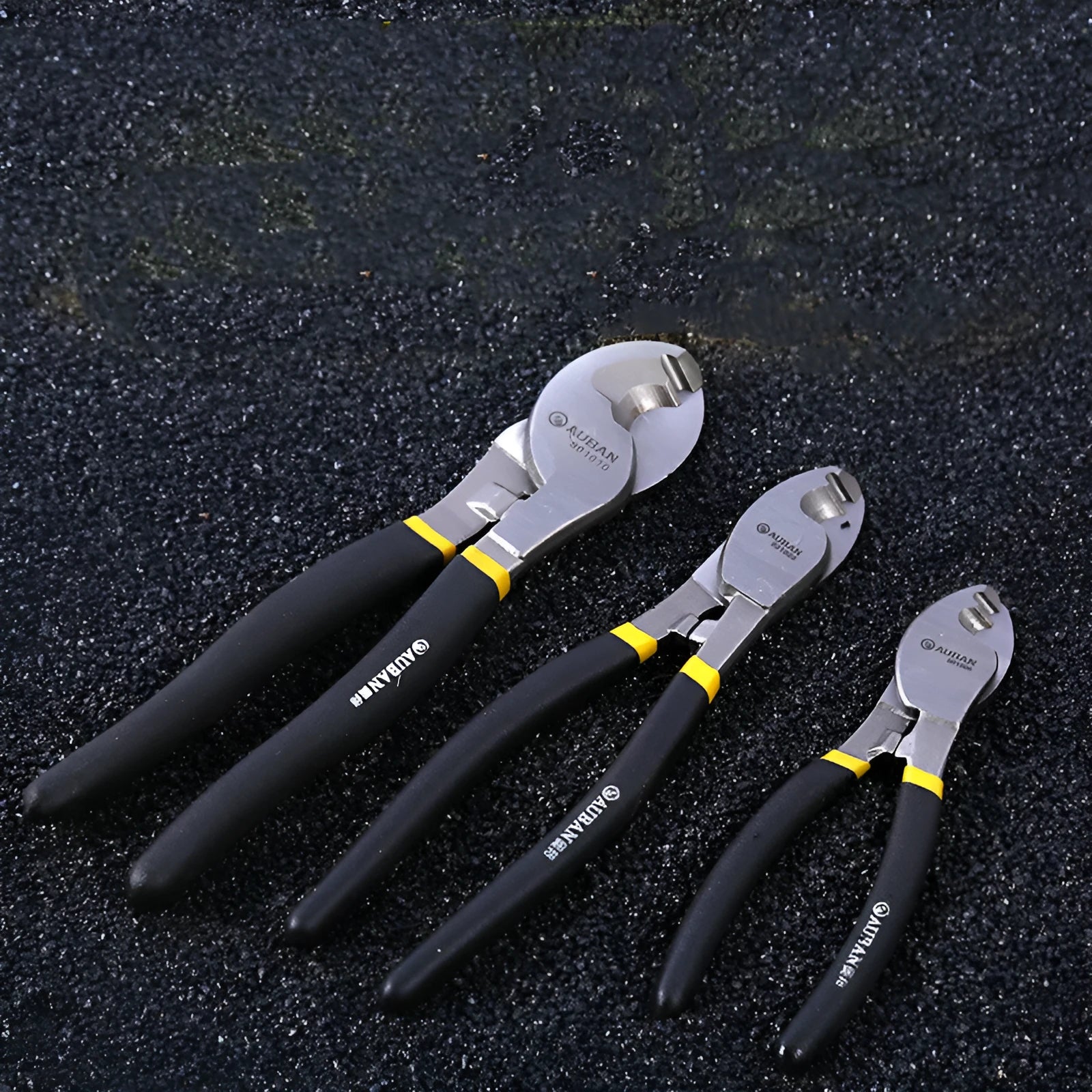 High carbon steel diagonal cable cutter with black PPR handle, 8 inch size shown