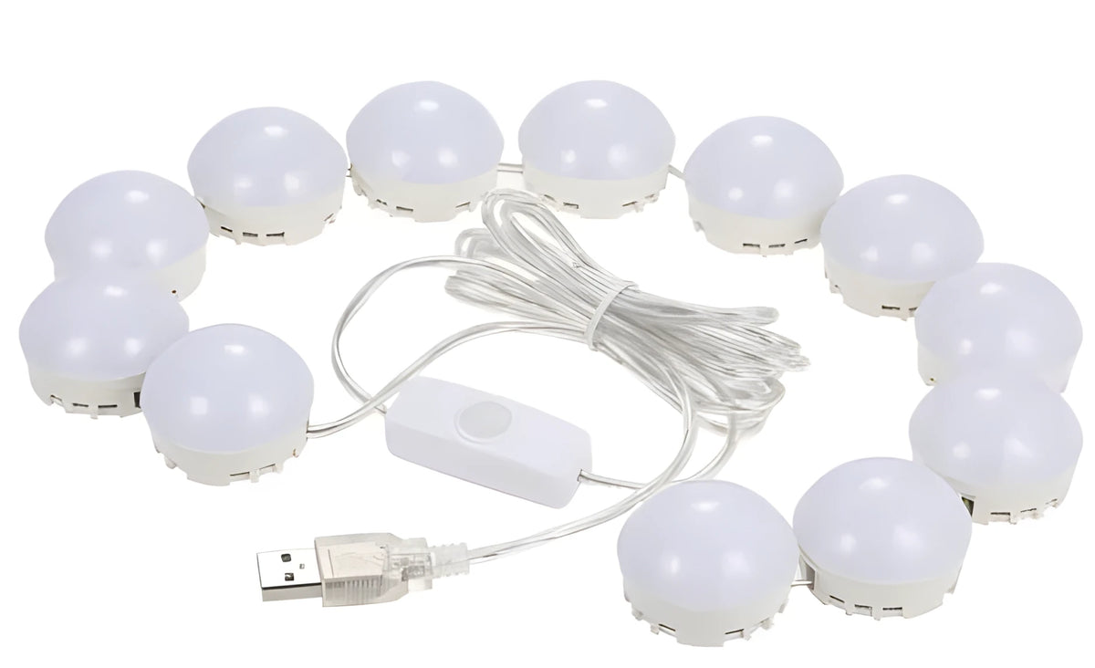 LED vanity light kit with 6000K daylight glow bulbs and smart touch dimmer for makeup mirror