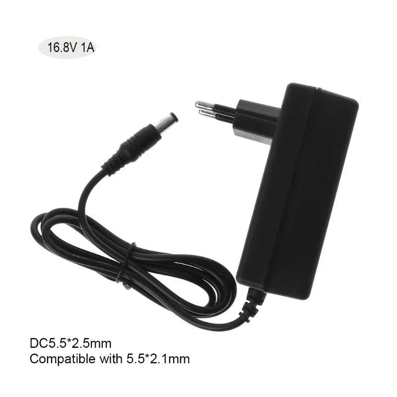 16.8V 1A lithium battery charger with red to green indicator light, black, EU or USA plug