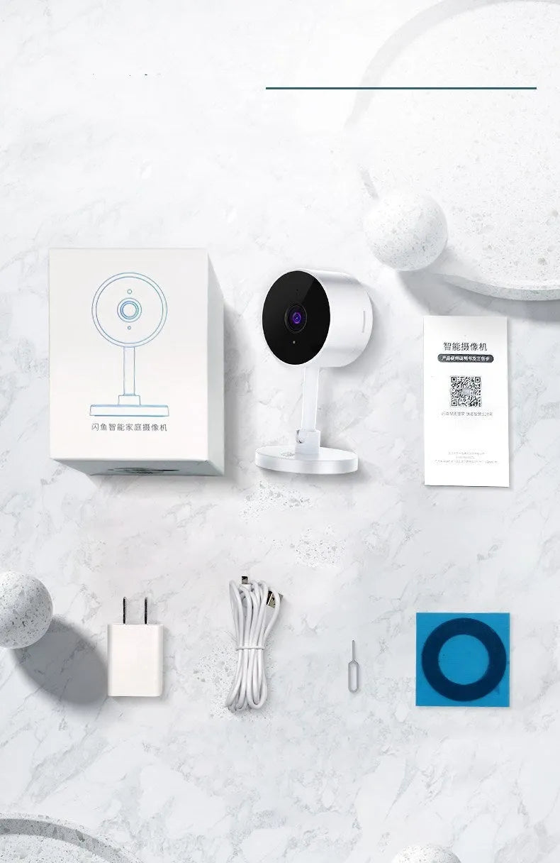 White FLASH FISH SKX10 WiFi security camera with 1080p HD resolution and TF card slot