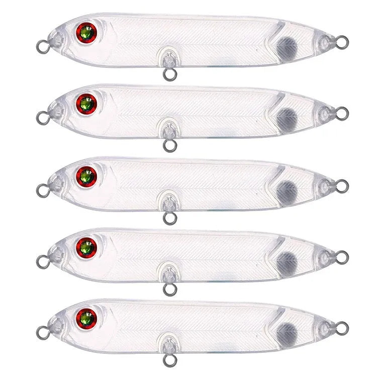 Transparent 9.5cm blank fishing lure body with 7mm eye opening for DIY customisation