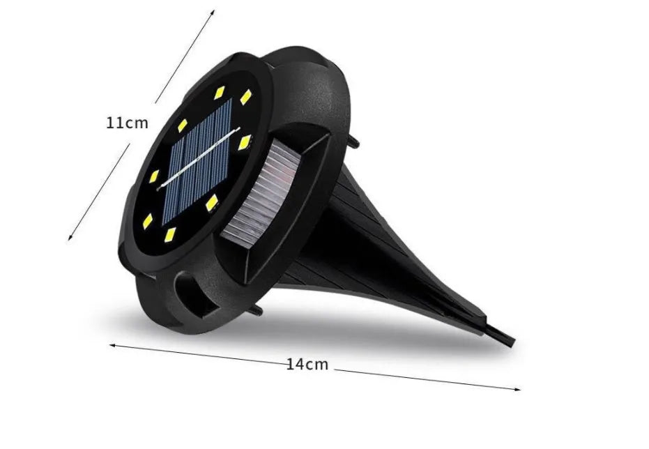Black LED solar underground lawn light with seven colour cold white light, 11x4x13cm