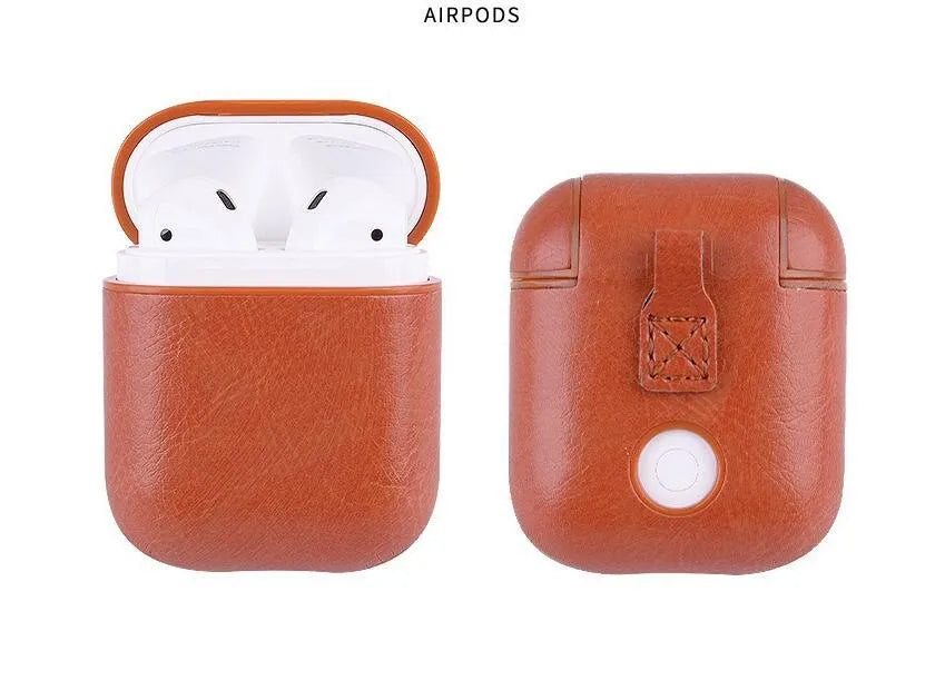 Genuine leather case for Apple AirPods charging case in black, brown, light brown and red colours
