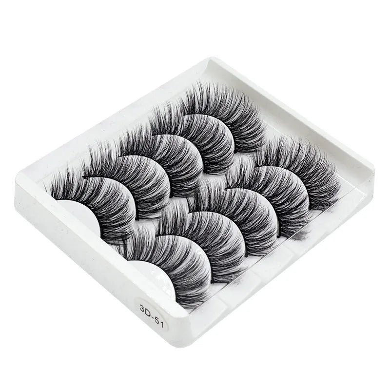 Handmade thick long natural false eyelashes 5 pairs 3D fiber fluffy volume in six style colours