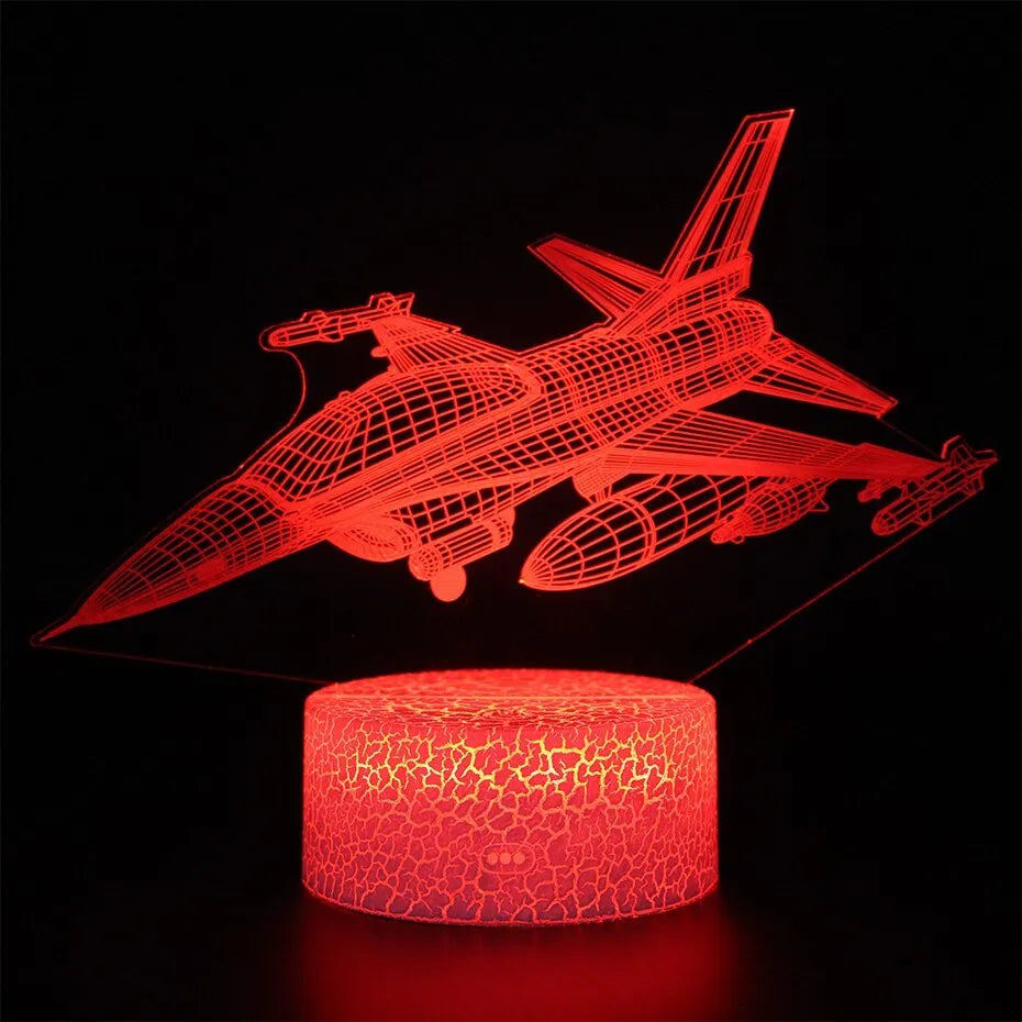 Cartoon aeroplane night light with colourful LED illumination and touch control