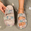 Women's thick bottom non-slip slippers in EVA material with leopard print pattern