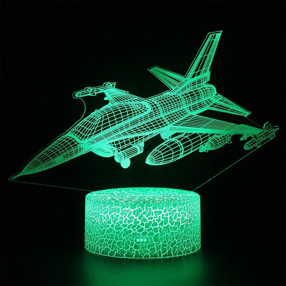 Cartoon aeroplane night light with colourful LED illumination and touch control