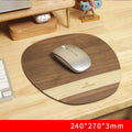 Extra large wooden mouse pad with walnut surface and natural rubber base on a home office desk