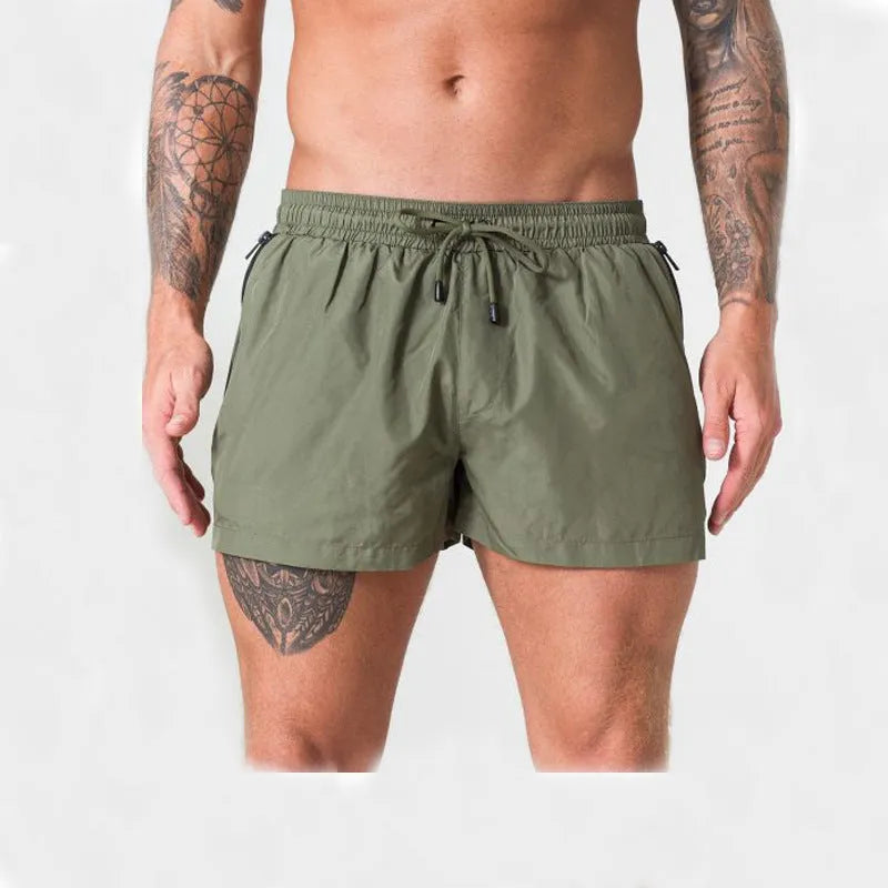 Men's lightweight nylon swim shorts with drawstring and elastic waistband