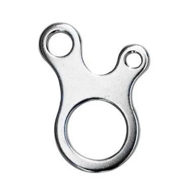 Snail-shaped 3-hole aluminium rope buckle 49x27mm with 8mm and 5mm apertures for 4mm cord