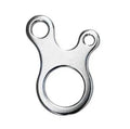 Snail-shaped 3-hole aluminium rope buckle 49x27mm with 8mm and 5mm apertures for 4mm cord