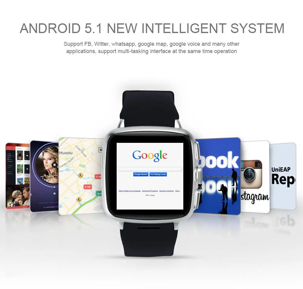 Z01smart watch with 1.54 inch screen for Android phones in black or white