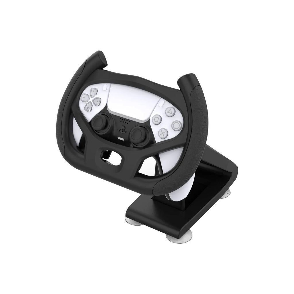 Black ABS plastic steering wheel bracket with suction cup for attaching to smartphone screens